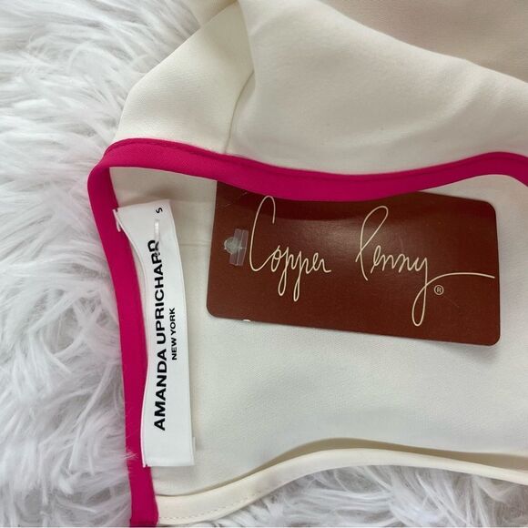 Amanda Uprichard Morris Flutter Striped  Sleeve Keyhole Top - Picture 6 of 8